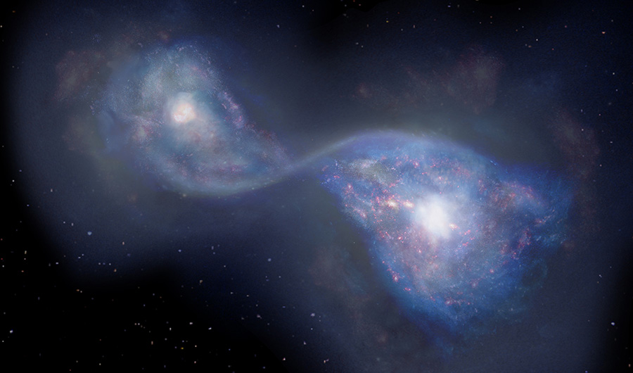 earliest example of a galaxy merger