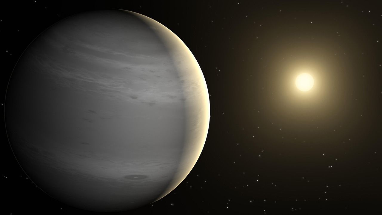 An artist concept for a gas giant exoplanet like KELT-1b.
