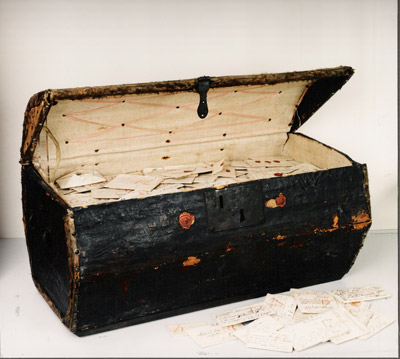 Trunk holding unopened letters from the Renaissance