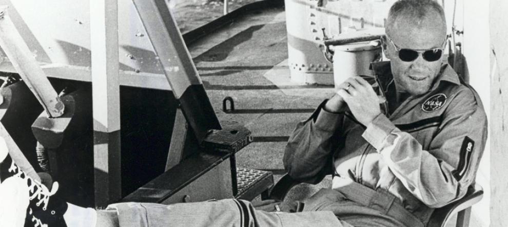 John Glenn relaxing aboard the USS Noa